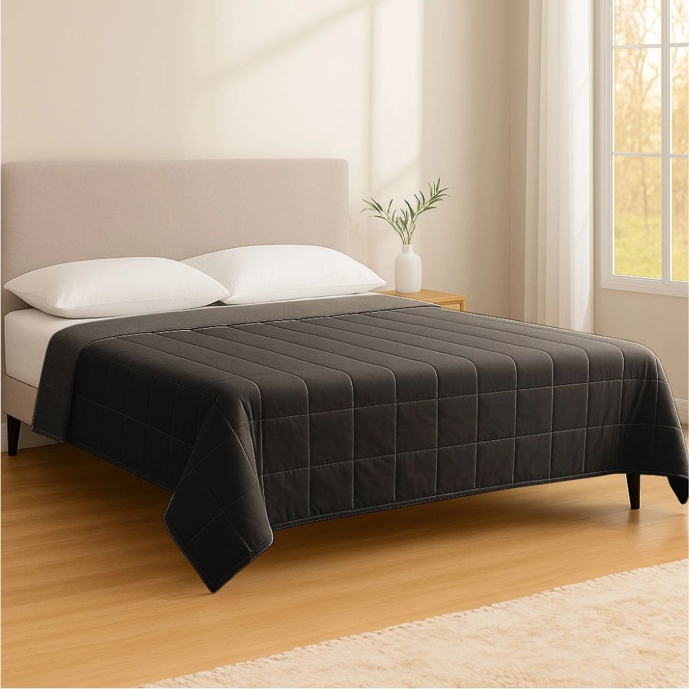 Weighted Blanket with Storage Bag 125 X 180cm 6kg - Black Cozy Weighted Blanket for Relaxation, Rest & Sleep