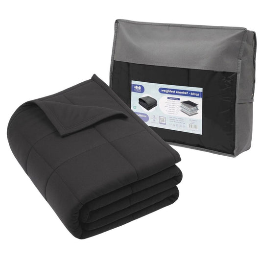 Weighted Blanket with Storage Bag 125 X 180cm 6kg - Black Cozy Weighted Blanket for Relaxation, Rest & Sleep