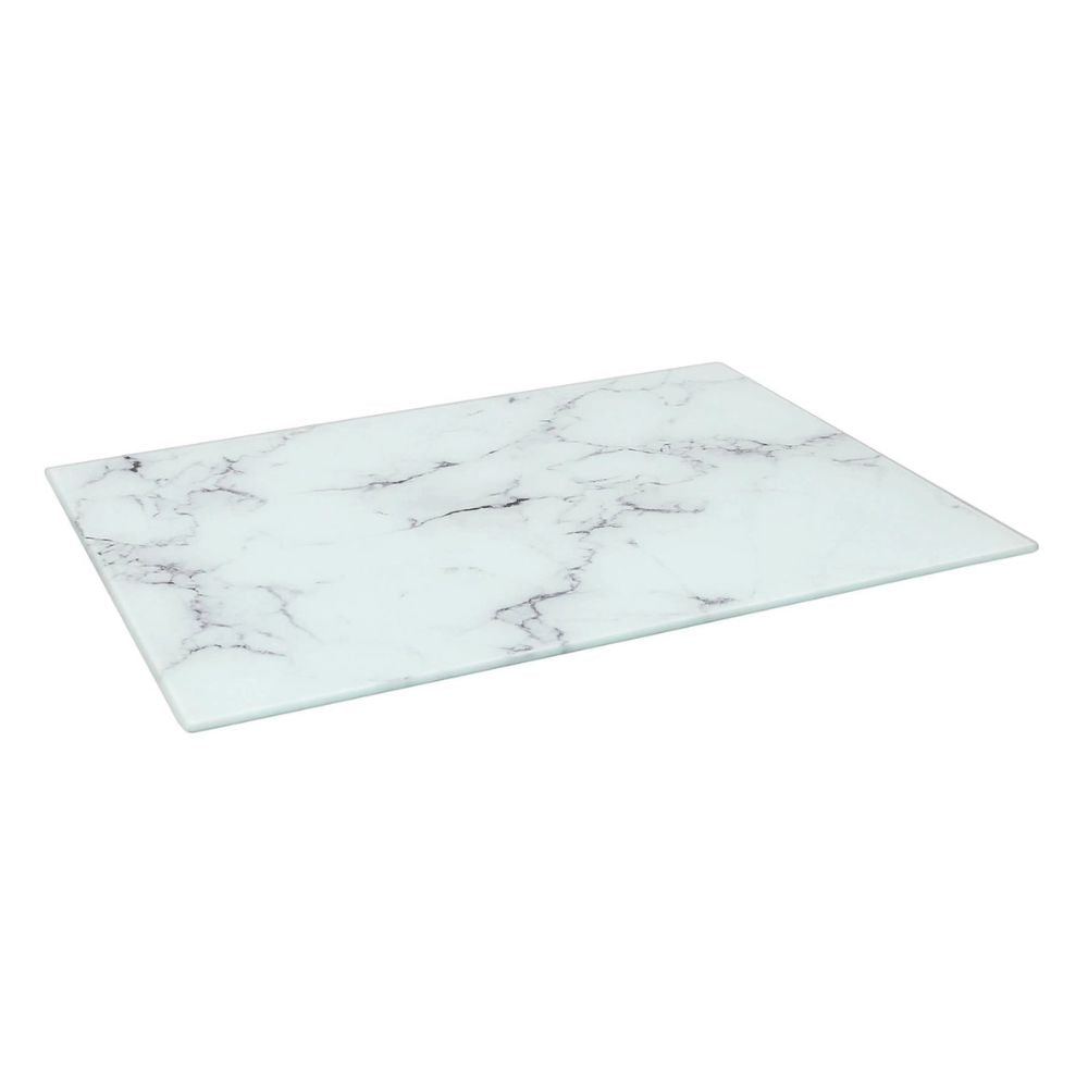 Harbour Housewares Glass Chopping Board 50 × 40 cm, Marble Kitchen Worktop Saver, Tempered Glass Cutting Board