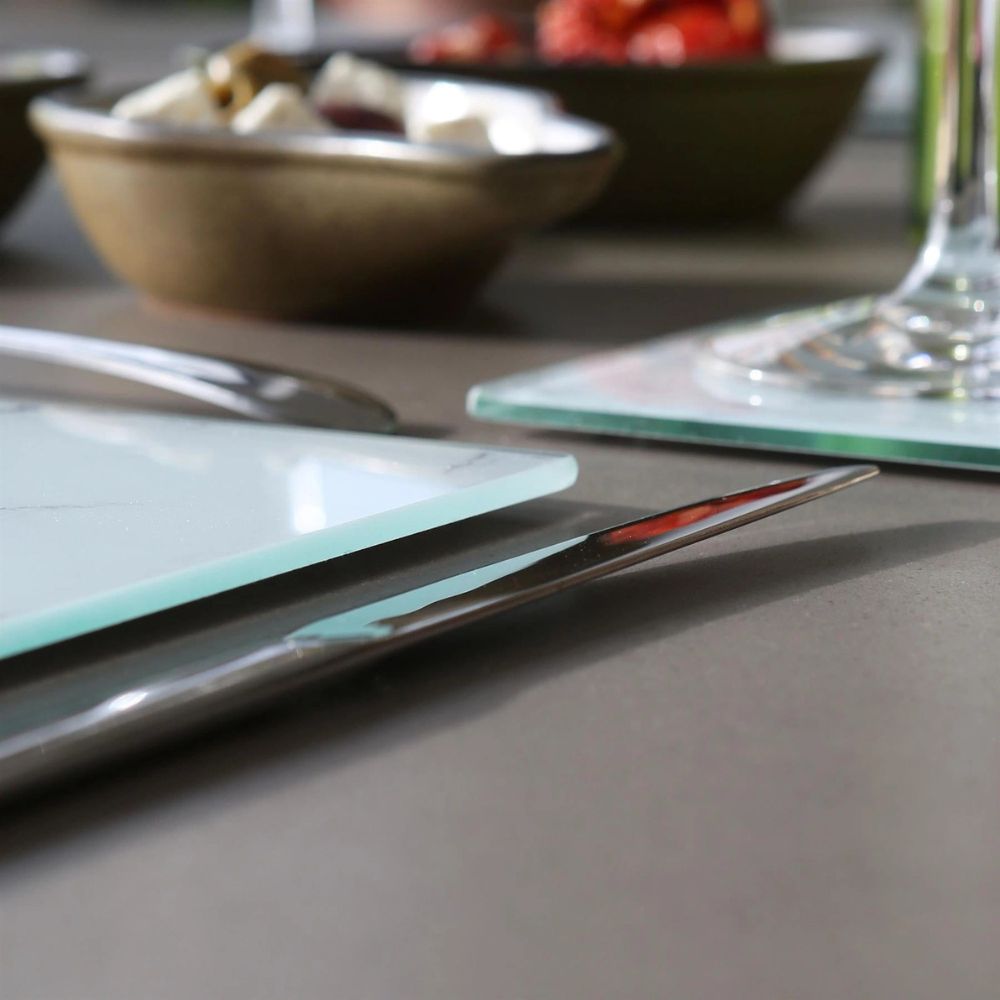 Harbour Housewares Glass Chopping Board 50 × 40 cm, Marble Kitchen Worktop Saver, Tempered Glass Cutting Board