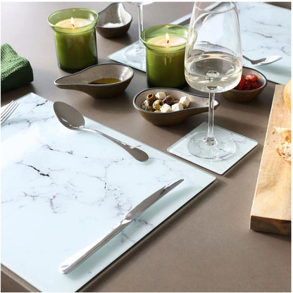 Harbour Housewares Glass Chopping Board 50 × 40 cm, Marble Kitchen Worktop Saver, Tempered Glass Cutting Board