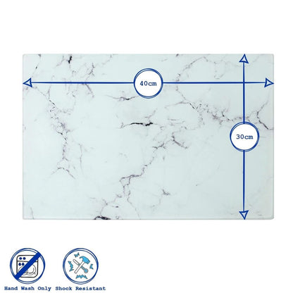 Harbour Housewares Glass Chopping Board 50 × 40 cm, Marble Kitchen Worktop Saver, Tempered Glass Cutting Board