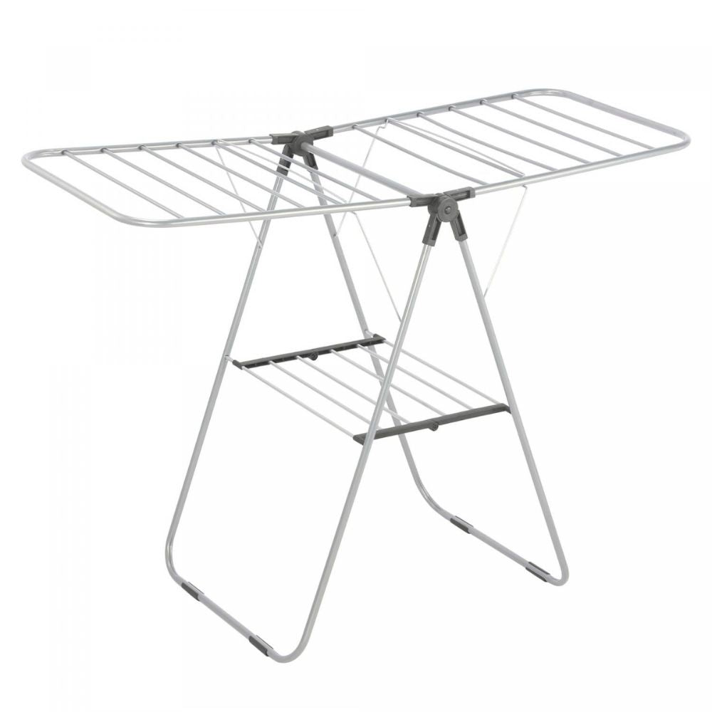 Herzberg 2-Tier Folding Steel Clothes Drying Rack, multiple Drying Rails, Space-Saving Design for Indoor & Outdoor Use