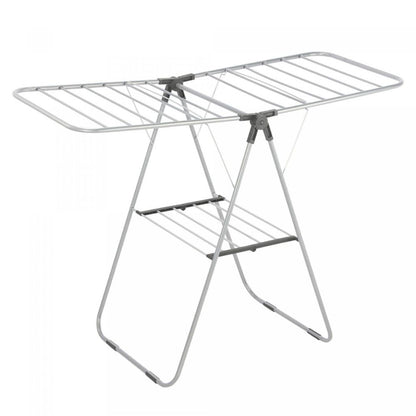 Herzberg 2-Tier Folding Steel Clothes Drying Rack, multiple Drying Rails, Space-Saving Design for Indoor & Outdoor Use
