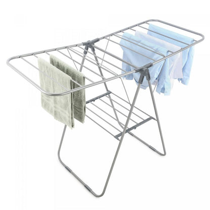 Herzberg 2-Tier Folding Steel Clothes Drying Rack, multiple Drying Rails, Space-Saving Design for Indoor & Outdoor Use