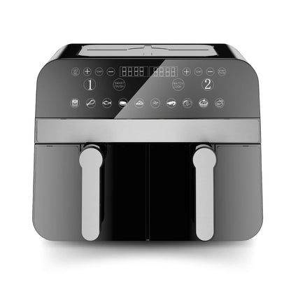 Comfy Nest  Double Basket Digital Air Fryer 9L, 2400W  Dual Cooking Compartments  Touchscreen Display, Adjustable