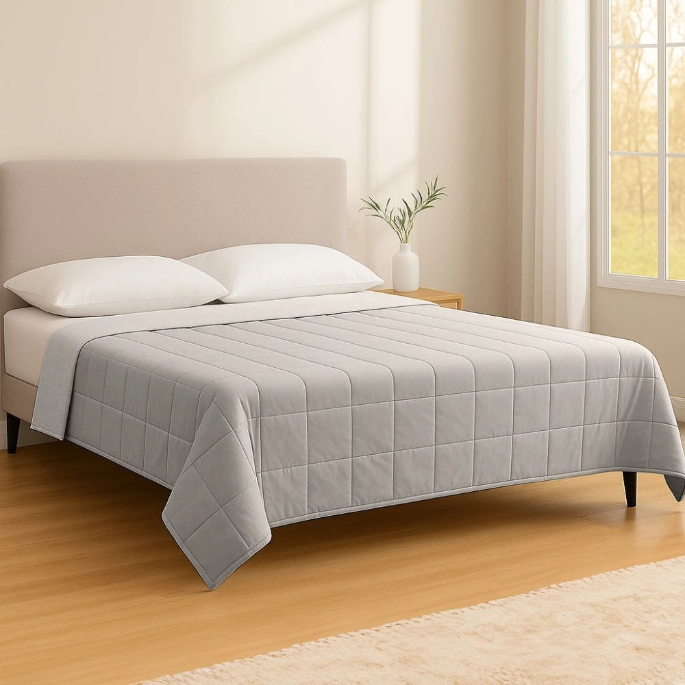 Weighted Blanket with Storage Bag 125 X 150cm - 4kg Grey cozy Weighted Blanket for Relaxation Rest & Sleep