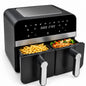 Comfy Nest  Double Basket Digital Air Fryer 9L, 2400W  Dual Cooking Compartments  Touchscreen Display, Adjustable
