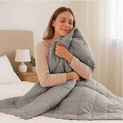 Weighted Blanket with Storage Bag 150 X 200cm 8kg - Grey Cozy Weighted Blanket for Relaxation, Rest & Sleep