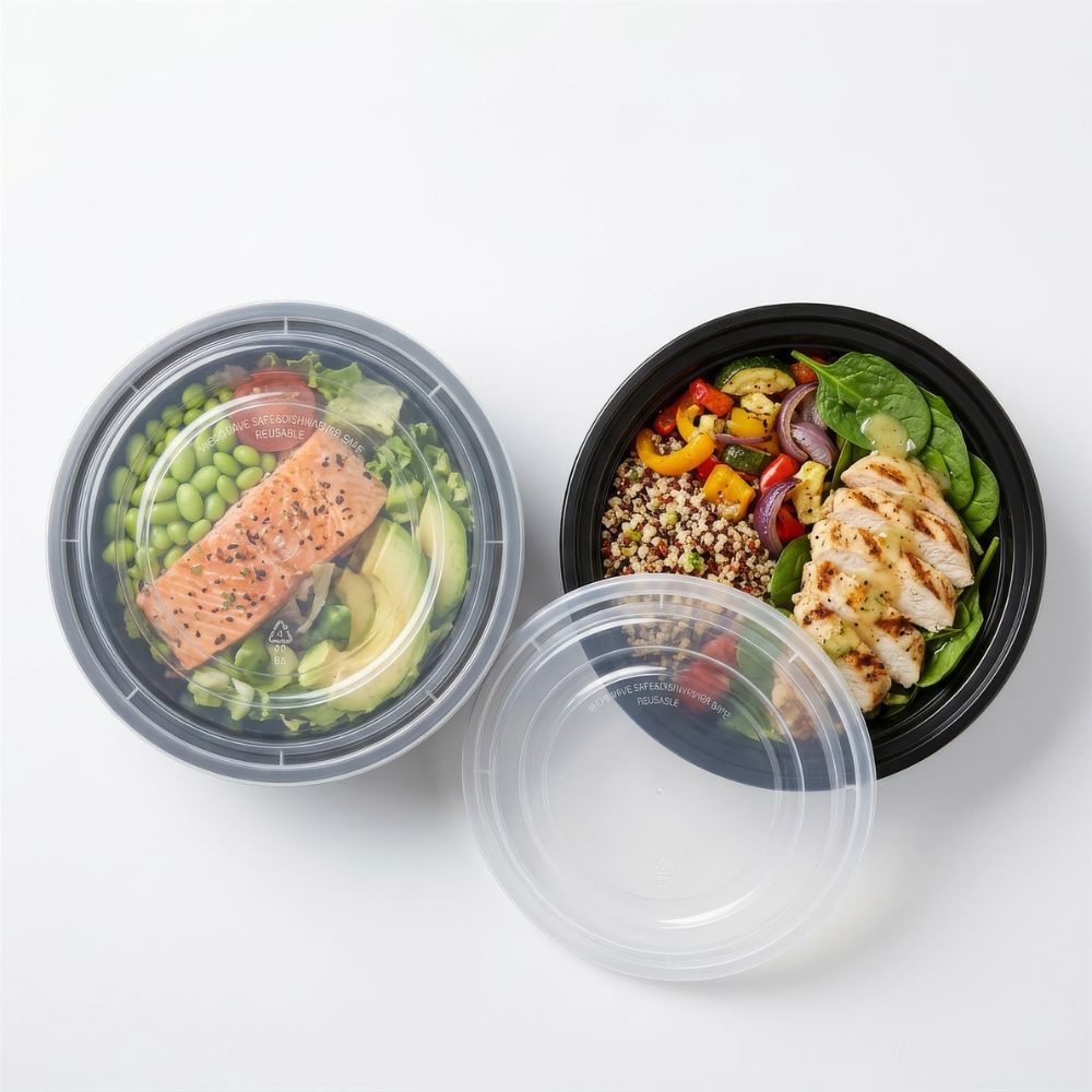 Round Reusable Meal Prep Containers, 880ml, 1 Compartment, Pack of 20, BPA-Free Food Storage Containers with Lids