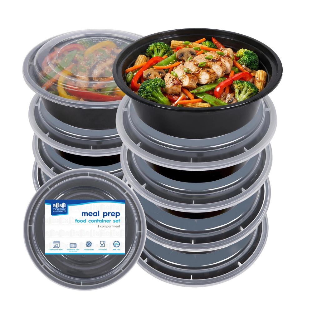 Round Reusable Meal Prep Containers, 880ml, 1 Compartment, Pack of 20, BPA-Free Food Storage Containers with Lids