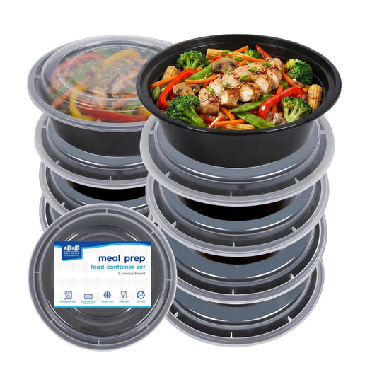 Round Reusable Meal Prep Containers, 880ml, 1 Compartment, Pack of 20, BPA-Free Food Storage Containers with Lids
