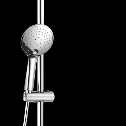 Luxury Thermostatic Shower Column Stainless Steel Chrome with Rain Shower Head, Hand Shower, Thermostatic Mixer and Bar