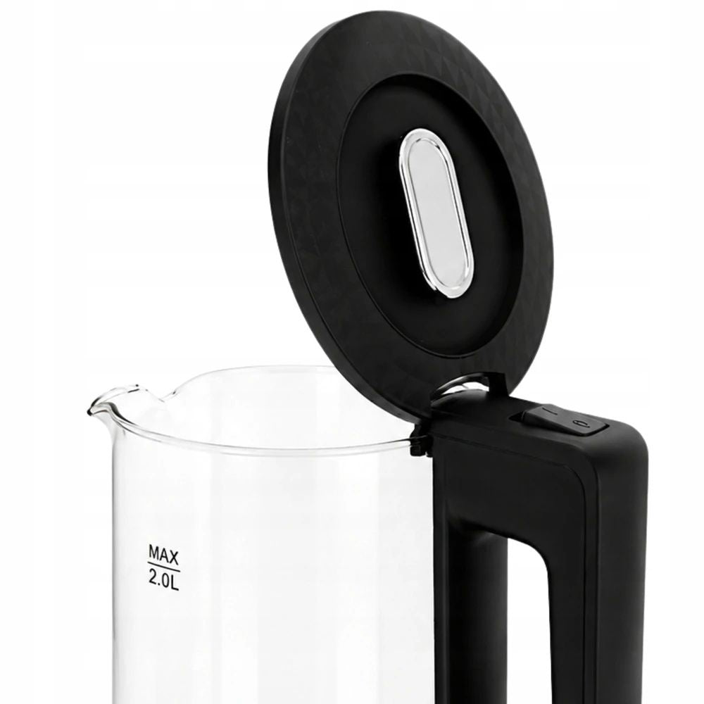 Marado Electric Glass Kettle 2L, 1500W Fast Boil Water Kettle, LED Blue Light, Cordless 360° Rotating Base Auto Shut-Off