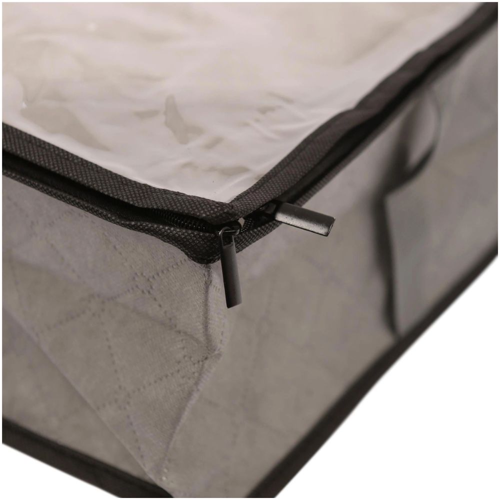Harbour Housewares Under Bed Storage Bags 95L, Pack of 5, Grey Fabric Clothes Organizers with Clear PVC Lid