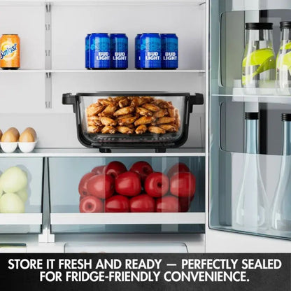 Just Perfecto  Portable Glass Air Fryer, 5.5L Total Capacity, 1.5L + 4L Clear Glass Baskets,Oil-Free Hot Air Fryer Transparent