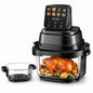 Just Perfecto  Portable Glass Air Fryer, 5.5L Total Capacity, 1.5L + 4L Clear Glass Baskets,Oil-Free Hot Air Fryer Transparent