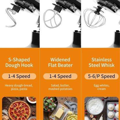 Swiss Haus Stand Mixer 1300W, 5L Large Capacity Stainless Steel Bowl,6-Speed+Pulse Function Electric Kitchen Mixer
