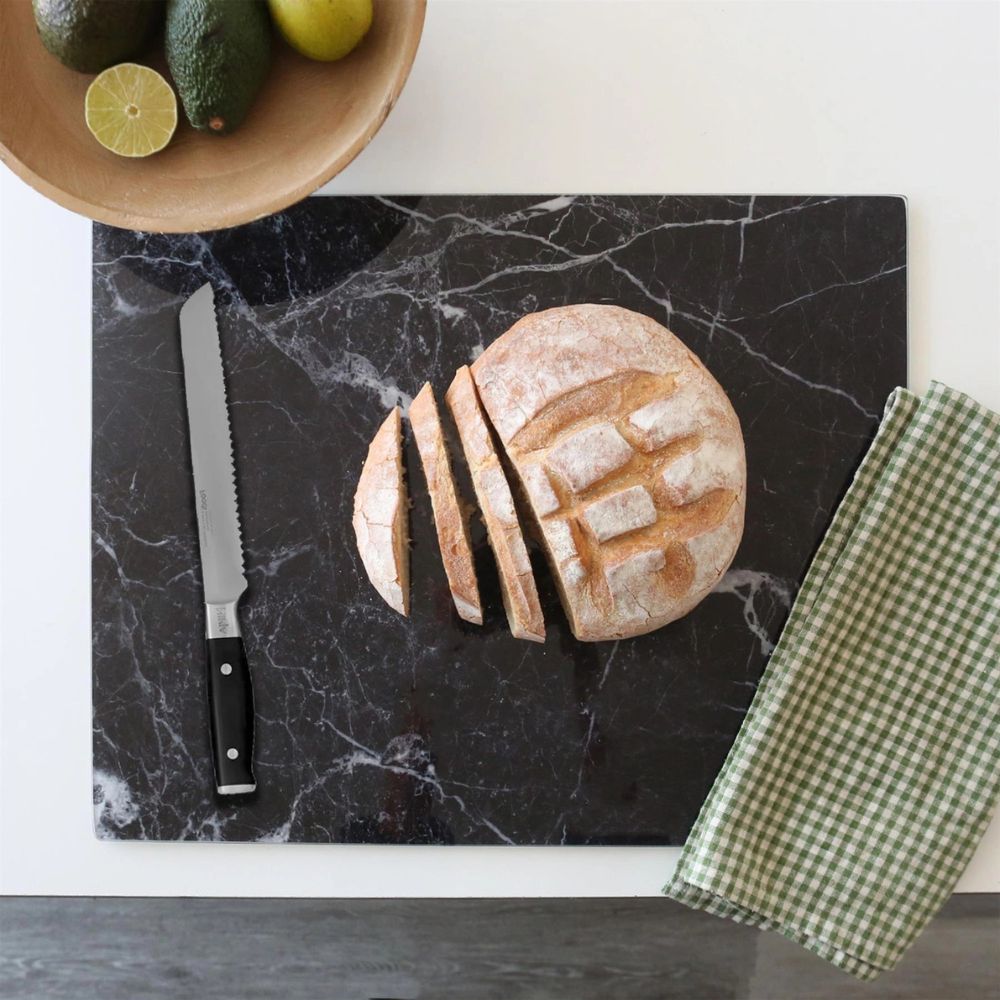 Harbour Housewares Glass Chopping Board 50 × 40 cm, Marble Kitchen Worktop Saver, Tempered Glass Cutting Board