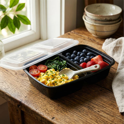 Harbour Housewares Reusable Meal Prep Containers, 800ml, 2 Compartments, Pack of 10, BPA-Free
