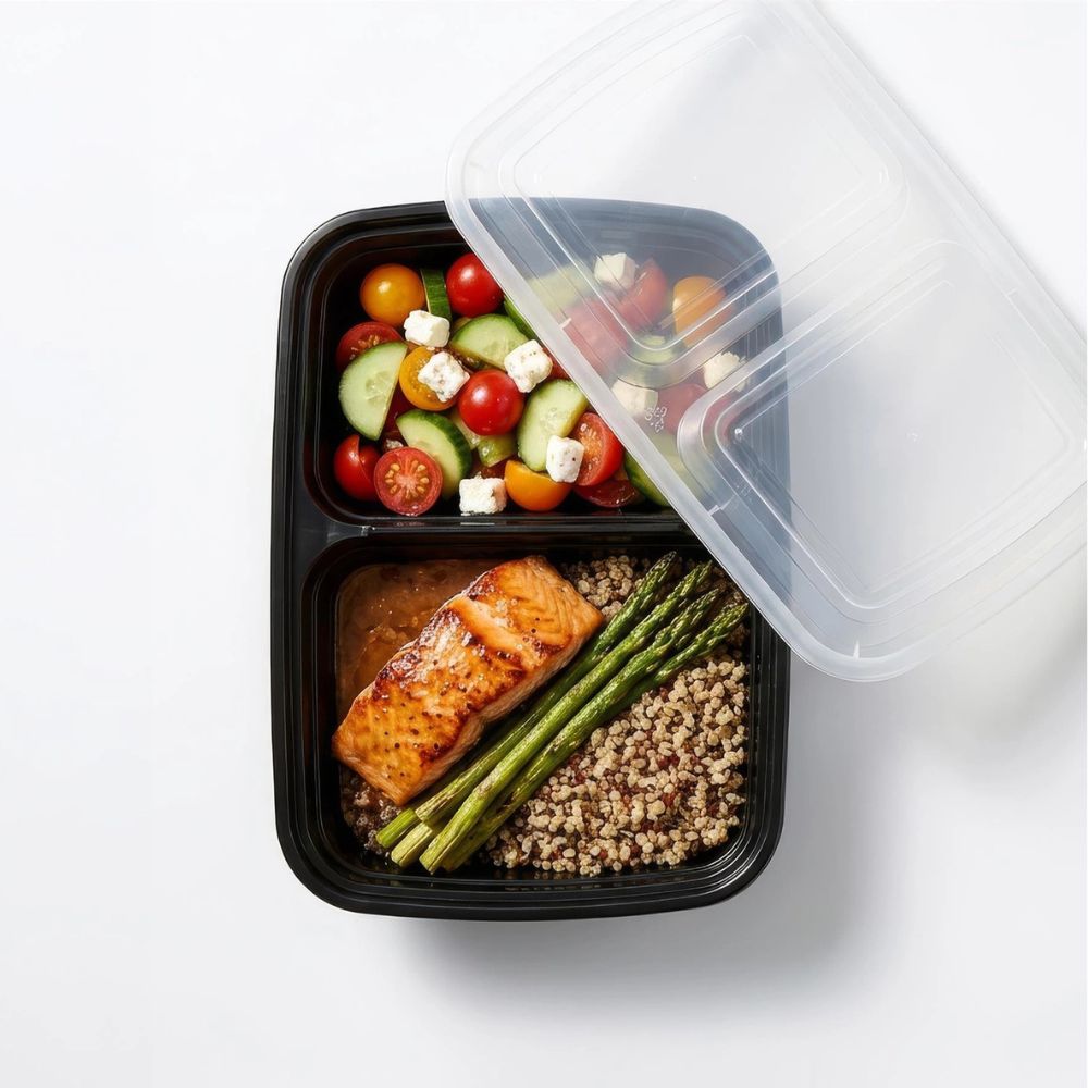 Harbour Housewares Reusable Meal Prep Containers, 800ml, 2 Compartments, Pack of 10, BPA-Free