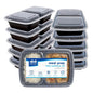 Harbour Housewares Reusable Meal Prep Containers, 800ml, 2 Compartments, Pack of 10, BPA-Free