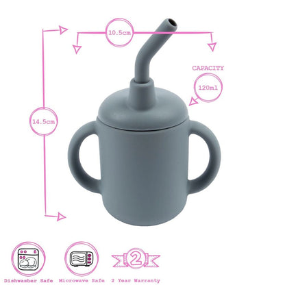 Tiny Dining 120ml Baby Silicone Sippy Cup, BPA-Free Food-Grade Silicone, Drinking Cup with Straw Toddler Training Cup