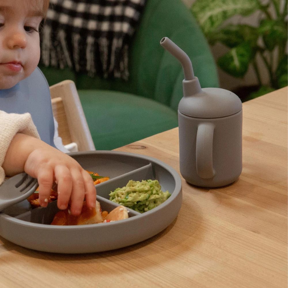 Tiny Dining 120ml Baby Silicone Sippy Cup, BPA-Free Food-Grade Silicone, Drinking Cup with Straw Toddler Training Cup